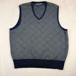 Vintage Polo Golf Ralph Lauren Mens XL Argyle Blue V Neck Sweater Vest